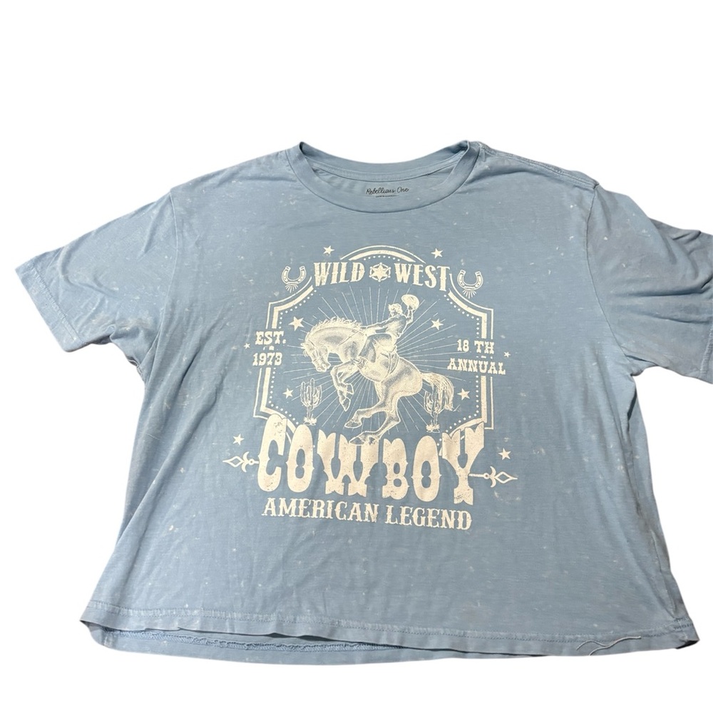 Cowboy Graphic Tee - Light Blue Shirt